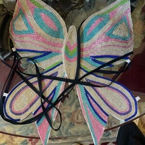 Colorful rhinestone Butterfly Top